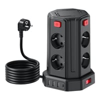 Sameriver 8-dielna rozvodka so 4 samostatne vypínateľnými zásuvkami a 4 USB portmi, s prepäťovou ochranou, 3 m kábel 1