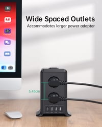 Sameriver 8-zásuvkový predlžovací prívod s vypínačom, 4 USB porty, prepäťová ochrana, 2 m kábel, stolová rozvodná veža pre domácnosť a kanceláriu 7