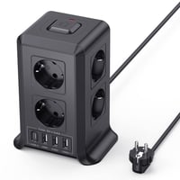 Sameriver 8-zásuvkový predlžovací prívod s vypínačom, 4 USB porty, prepäťová ochrana, 2 m kábel, stolová rozvodná veža pre domácnosť a kanceláriu 1