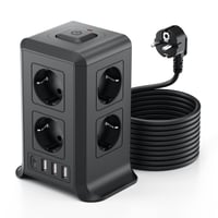 Sameriver 8-zásuvková rozvodka s vypínačom, 4 USB porty, prepäťová ochrana, 3 m predlžovací kábel, na použitie doma aj v kancelárii 1