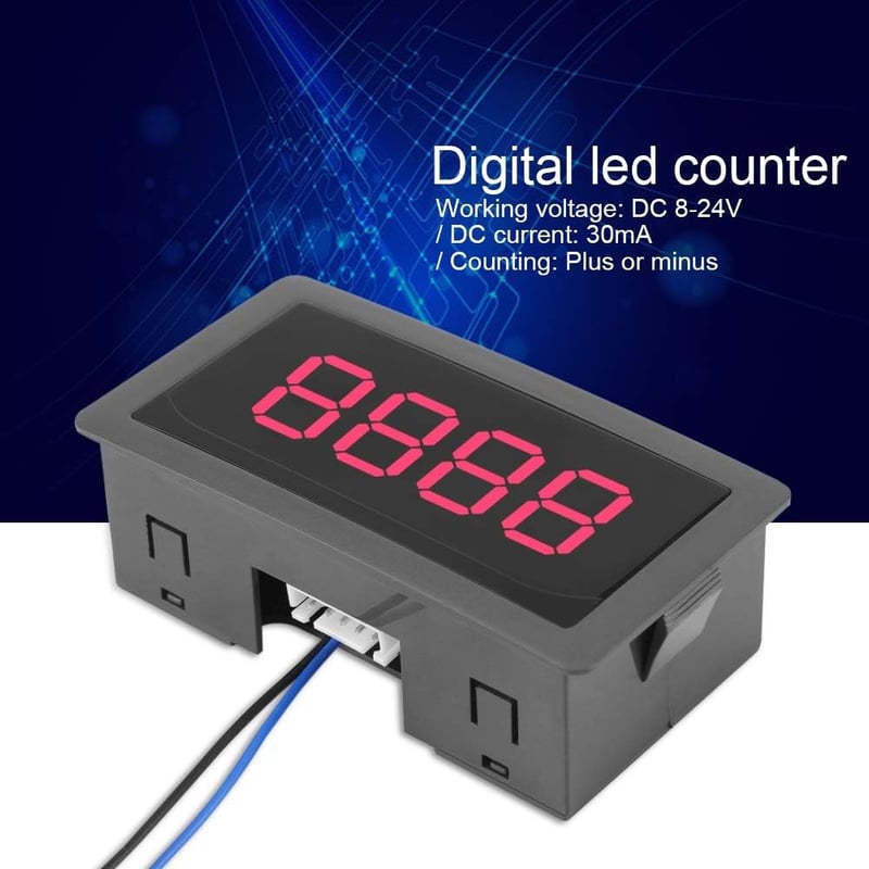 Samfox LED Impulzusszámláló 0-9999 Digitális Kijelző - Piros Panelmérő DC 8-24V 30mA, Fel/Le Számlálás Funkcióval, Ipari Vezérléshez