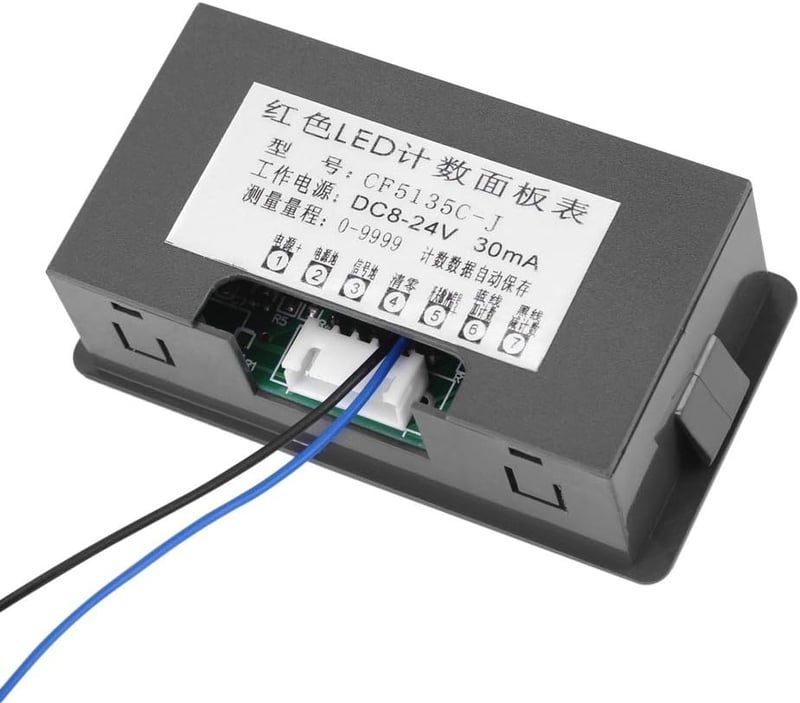 Samfox LED Impulzusszámláló 0-9999 Digitális Kijelző - Piros Panelmérő DC 8-24V 30mA, Fel/Le Számlálás Funkcióval, Ipari Vezérléshez