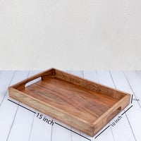 Samhita Akáciová servírovacia tácka s úchytkami na raňajky alebo konferenčný stolík 38x25,4x4 cm drevený podnos na pochutiny 6