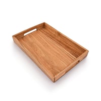 Samhita Akáciová servírovacia tácka s úchytkami na raňajky alebo konferenčný stolík 38x25,4x4 cm drevený podnos na pochutiny 3