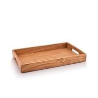 Samhita Akáciová servírovacia tácka s úchytkami na raňajky alebo konferenčný stolík 38x25,4x4 cm drevený podnos na pochutiny 2