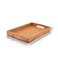 Samhita Akáciová servírovacia tácka s úchytkami na raňajky alebo konferenčný stolík 38x25,4x4 cm drevený podnos na pochutiny 5