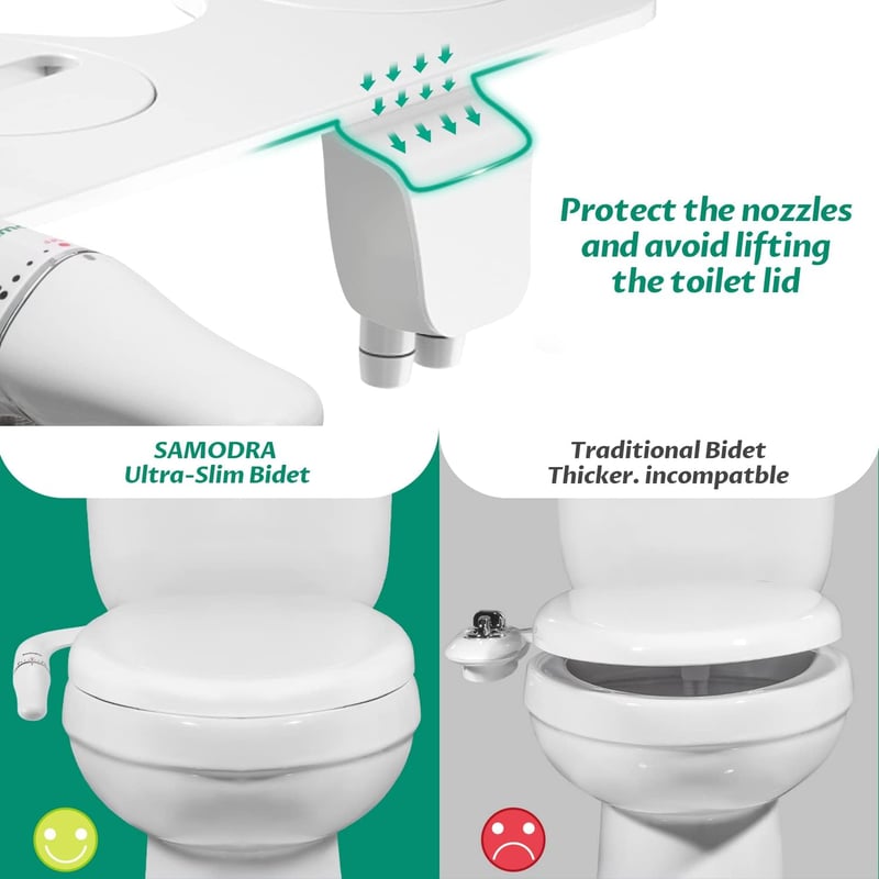 SAMODRA Bidet Attachment Duális Vízsugaras Wc Ülőke Csatlakozó Papírmegtakarítás