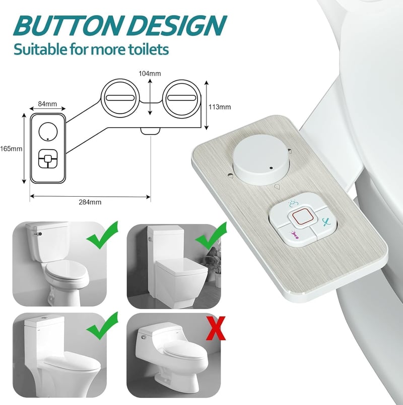 SAMODRA Bidet Attachment Önmosó Kettős Fúvókás Toalett Bidet Beige