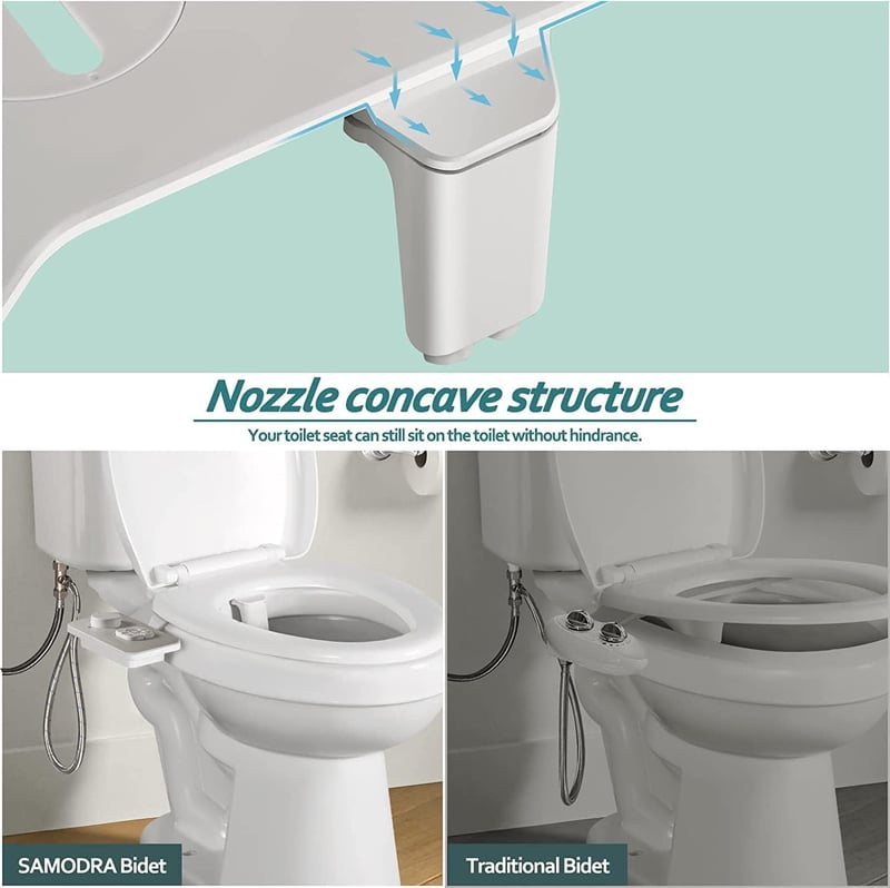 SAMODRA Bidet Attachment Önmosó Kettős Fúvókás Toalett Bidet Beige