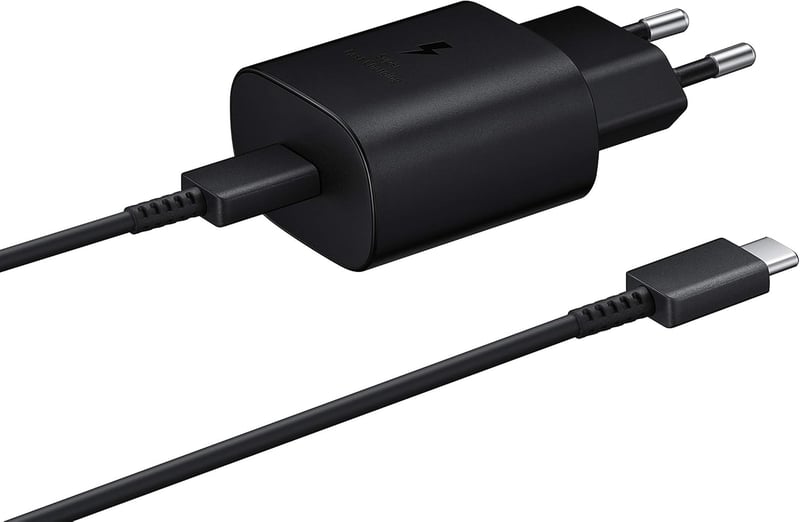 Samsung 25W USB-C Gyorstöltő Adapter Fekete - Eredeti Töltő Kábel Nélkül - (25W) EU, black