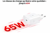 Rýchlonabíjací adaptér Samsung 65W USB-C s redukciou USB-C na USB, originálny, bez kábla, biely 7