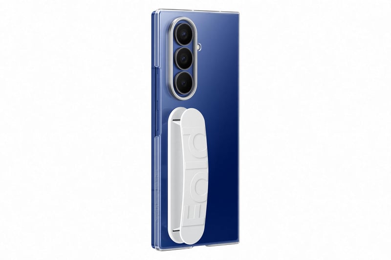 Priehľadný kryt Samsung Clear Grip Case EF-QF966 pre Galaxy Z Fold7 s držiakom na prst a ochrannou fóliou na displej, nárazuvzdorný, priehľadný