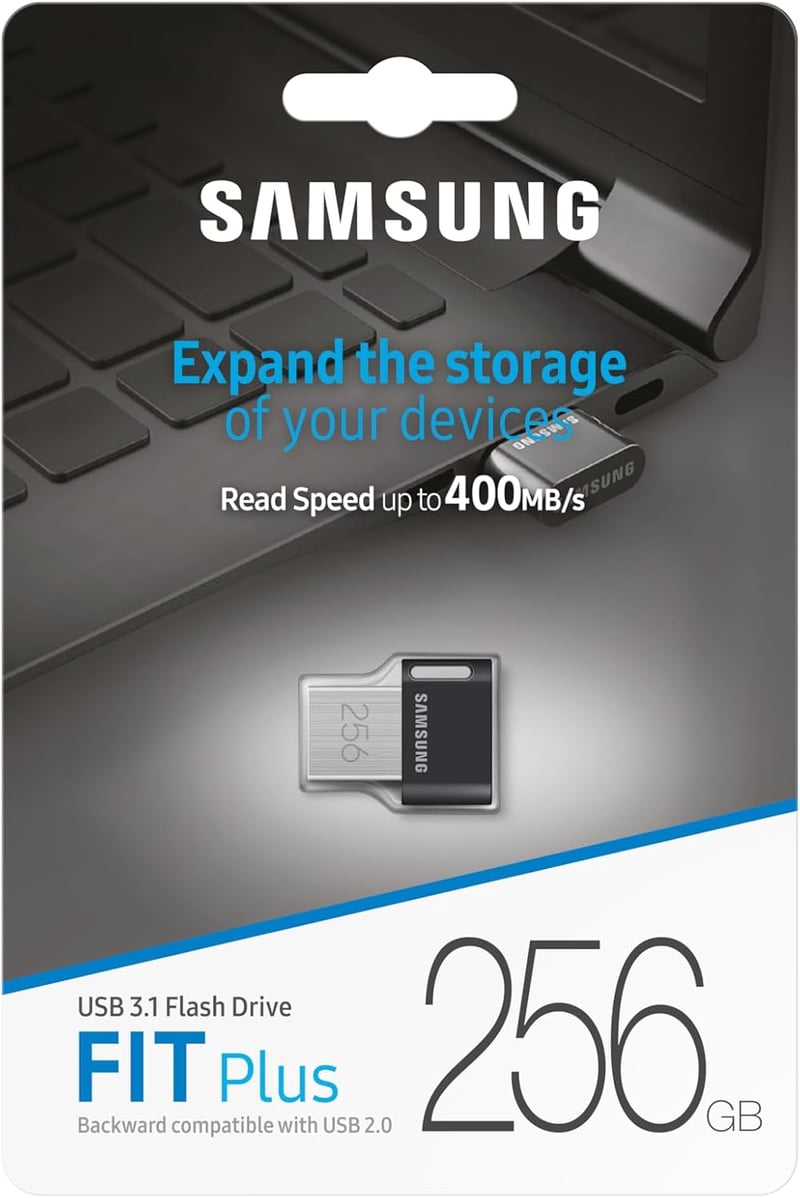 Samsung FIT Plus 256GB USB 3.1 Pendrive 400MB/s - 256 GB, FIT Plus, Single