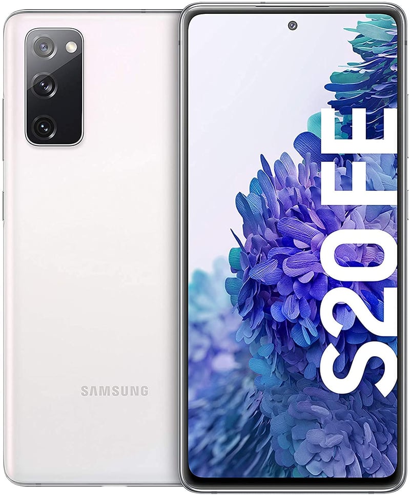 Smartphone Samsung Galaxy S20 FE Android – ecran Super AMOLED de 6,5 inchi, 256 GB/8 GB RAM, baterie de 4500 mAh, Cloud White