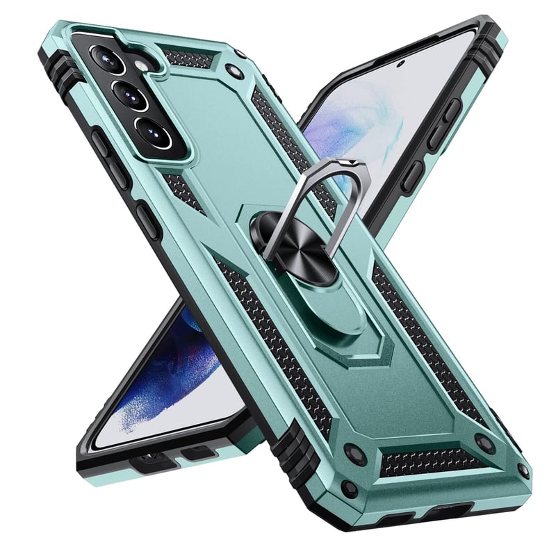 Vojni zaštitni etui za Samsung Galaxy S22 Plus, zeleni, s prstenom za držanje od 360°