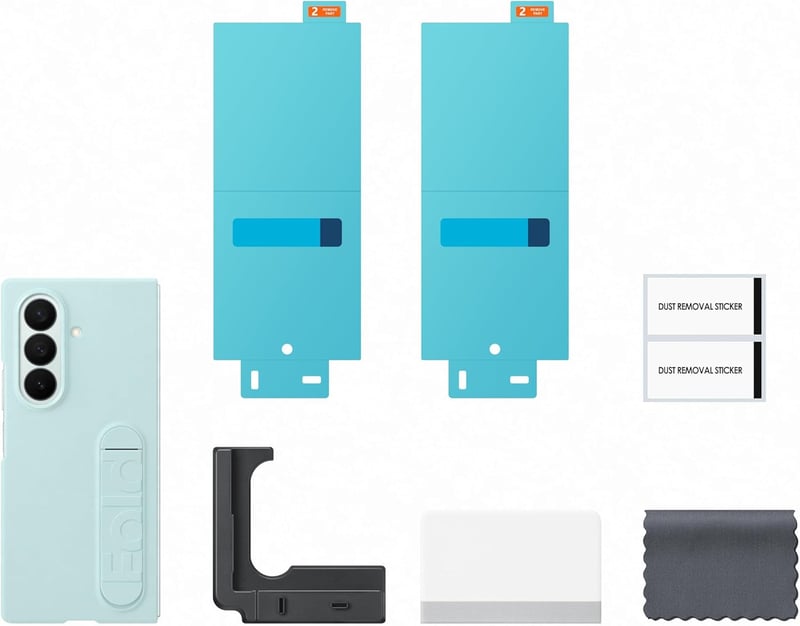Samsung Galaxy Z Fold7 szilikon tok ujjtartóval, ütésálló védőtok, menta zöld - mint