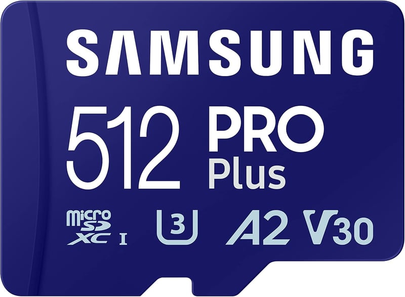Samsung Pro Plus 512GB microSD kártya SD adapterrel, mobil játékokhoz, 180MB/s olvasás - 512 GB, Pro Plus