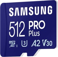 Samsung Pro Plus 512GB microSD kártya SD adapterrel, mobil játékokhoz, 180MB/s olvasás - 512 GB, Pro Plus 3