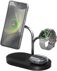 Samsung Wits 3az1-ben Wireless Mágneses Qi2 Töltőállomás Galaxy Telefon Óra Fülhallgató USB-C 15W 6