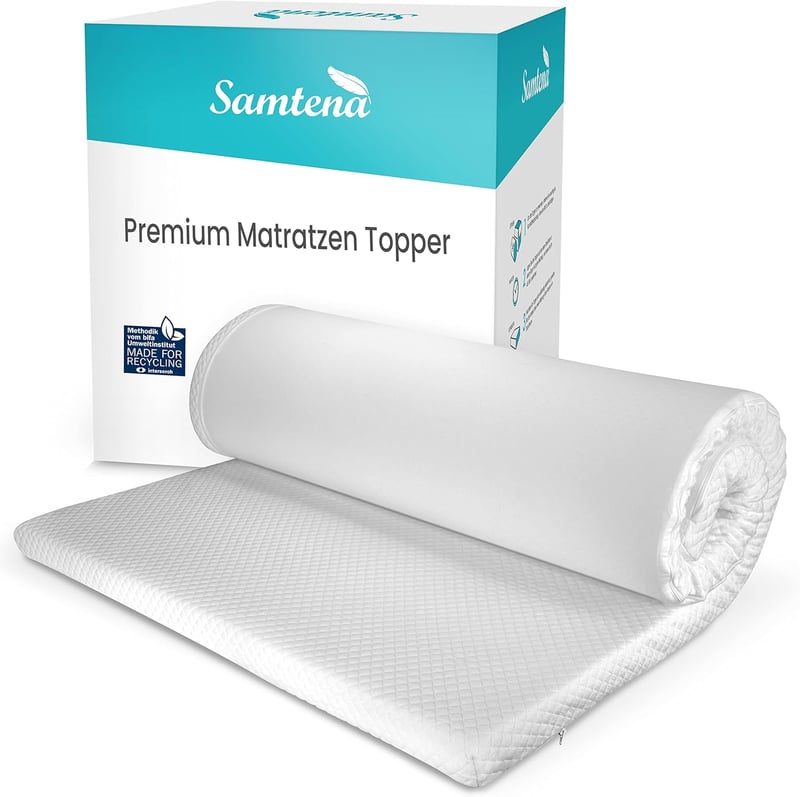 Samtena Viscoelastic Memory Foam Hatású Matracvédő Fedőmatrac, 100 x 200 x 5 cm, Kényelmes Alvást Biztosító Memóriahabos Matractopper