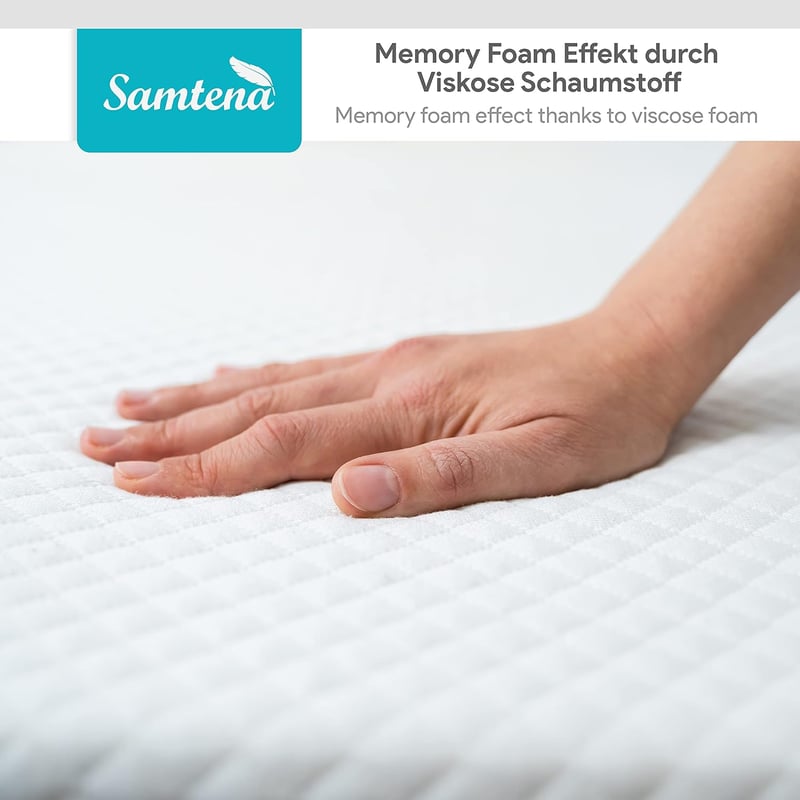Samtena Viscoelastic Memory Foam Hatású Matracvédő Fedőmatrac, 100 x 200 x 5 cm, Kényelmes Alvást Biztosító Memóriahabos Matractopper