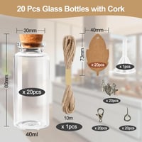 Samulee 20 ks sklenených fľaštičiek s korkovým uzáverom, 40 ml, malé plniteľné fľaštičky s korkom, mini dekoratívne fľaštičky na svadobné darčeky, oslavy a korenie 2