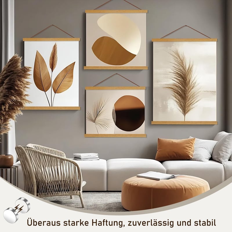 Sanauto Mágneses Fa Plakátrúd Teak 50cm - Képkeret Függesztő Rendszer