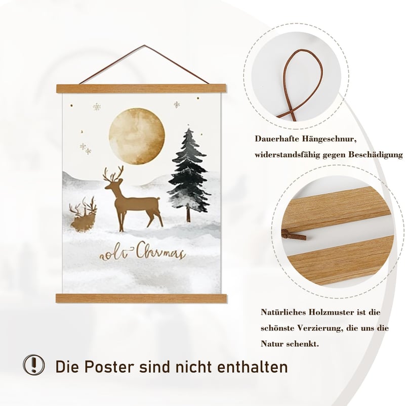 Sanauto Mágneses Fa Plakátrúd Teak 50cm - Képkeret Függesztő Rendszer