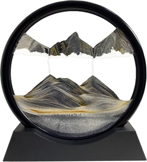 SANDCLE 3D slika od pijeska u okruglom staklenom okviru - crna, 7"