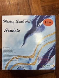 SANDCLE 3D Homokképek Forgó Kerek Üvegkerettel, Mozgó Homokművészet Kék Tájkép 18cm 7
