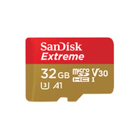 Card de memorie SanDisk Extreme 32 GB microSDHC cu adaptor SD, A1, Class 10, UHS-I, U3, V30, Rescue Pro Deluxe, 100 MB/s, roșu/auriu 1