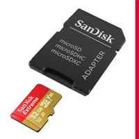 Card de memorie SanDisk Extreme 32 GB microSDHC cu adaptor SD, A1, Class 10, UHS-I, U3, V30, Rescue Pro Deluxe, 100 MB/s, roșu/auriu 3