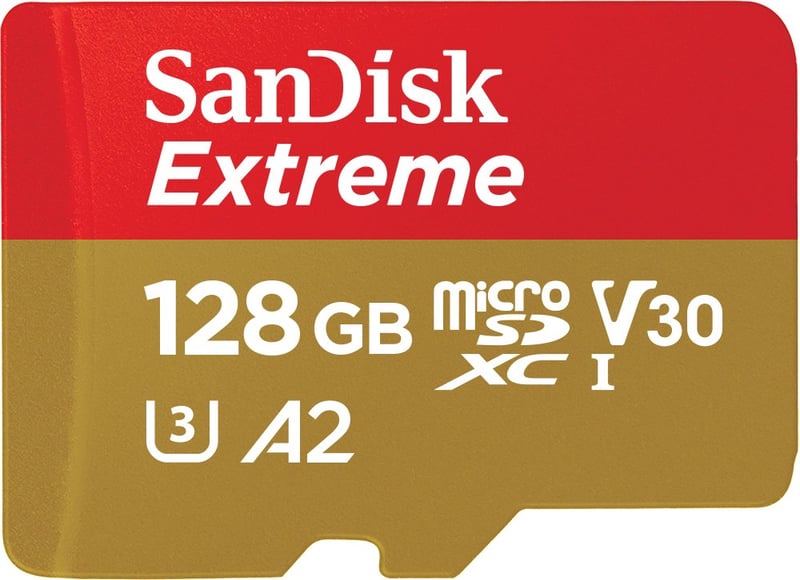 Pamäťová karta SanDisk Extreme microSDXC UHS-I 128 GB + adaptér + RescuePRO Deluxe, pre akčné kamery a drony, 190 MB/s, A2, U3, V30, Class 10