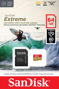 Pamäťová karta SanDisk Extreme microSDXC UHS-I 64 GB pre akčné kamery a drony + adaptér + RescuePRO Deluxe (170 MB/s, A2, Class 10, U3, V30) 5