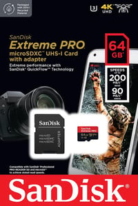 SanDisk Extreme PRO 64GB microSDXC kártya SD adapterrel, 200MB/s, A2, U3, V30 5
