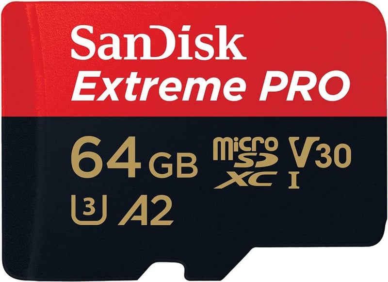 SanDisk Extreme PRO 64GB microSDXC kártya SD adapterrel, 200MB/s, A2, U3, V30