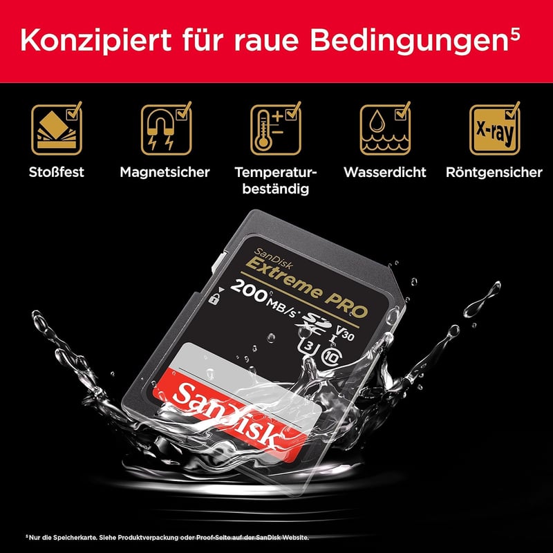 SanDisk Extreme PRO SDXC 128GB memóriakártya 200MB/s V30 4K videóhoz - 128 GB, UHS-I V30