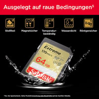 SanDisk Extreme SDXC 64GB memóriakártya V30 170MB/s 4K videó - 64 GB, 64gb 5