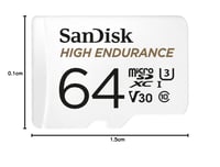 Card de memorie SanDisk High Endurance microSDXC 64 GB + adaptor SD - pentru camere auto și sisteme de supraveghere, viteză de citire 100 MB/s, V30, Full HD și 4K 3
