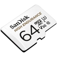 Card de memorie SanDisk High Endurance microSDXC 64 GB + adaptor SD - pentru camere auto și sisteme de supraveghere, viteză de citire 100 MB/s, V30, Full HD și 4K 2