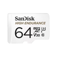 Card de memorie SanDisk High Endurance microSDXC 64 GB + adaptor SD - pentru camere auto și sisteme de supraveghere, viteză de citire 100 MB/s, V30, Full HD și 4K 1