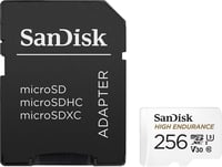 Card de memorie SanDisk High Endurance microSDXC 256 GB + adaptor SD - Pentru camere auto și camere IP - 20.000 ore Full HD/4K - 100 MB/s - UHS-I U3 V30 3