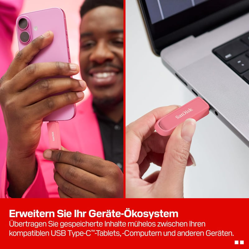 SanDisk Phone Drive USB Type-C 512GB pendrive okostelefon táblagép számítógép - 512 GB, Seastar Pink