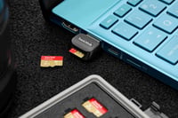 Čítačka kariet SanDisk QuickFlow microSD UHS-I s konektorom USB-A, rýchlosť čítania 250 MB/s a zápisu 150 MB/s, USB 3.2 Gen 1 2