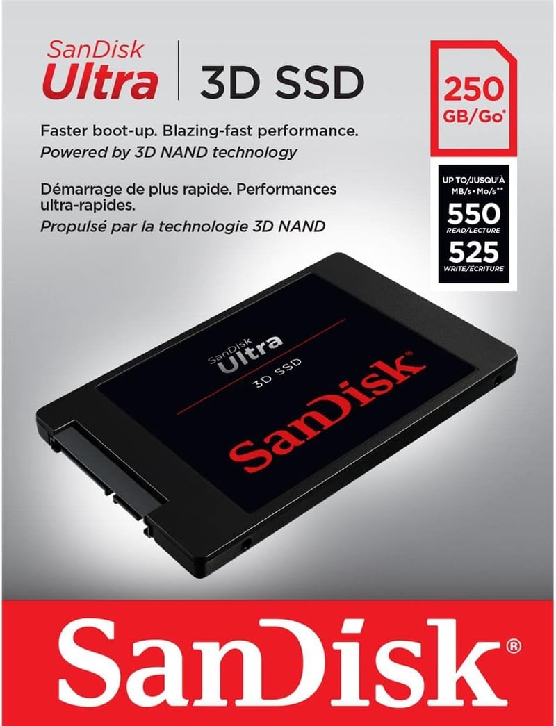 SanDisk Ultra 3D SSD 550MB/s olvasási sebesség 525MB/s írási sebesség