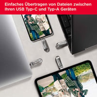 SanDisk Ultra Dual Drive Luxe USB-C 128GB mobil tárhelymegoldás 400MB/s - 128 GB, silver, Dual Drive Luxe 3