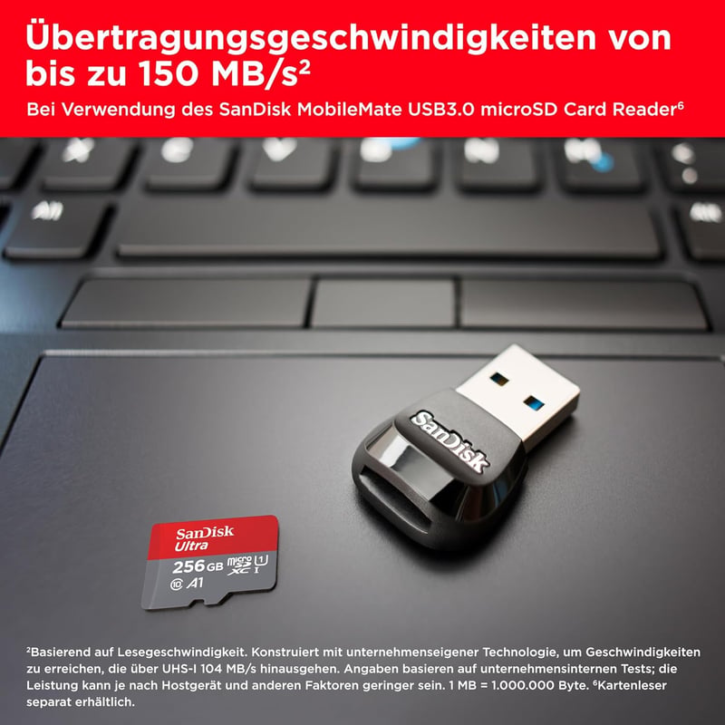 SanDisk Ultra microSDXC 256GB Android memóriakártya adapter A1 Class 10 U1 - Ultra Android, 256 GB, Single Pack