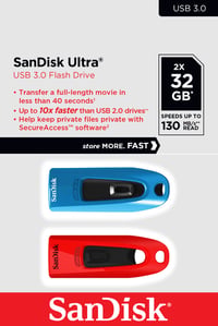 USB kľúč SanDisk Ultra 3.0 32 GB – balenie 2 ks – modrá/červená – prenos dát 130 MB/s – ochrana heslom 6