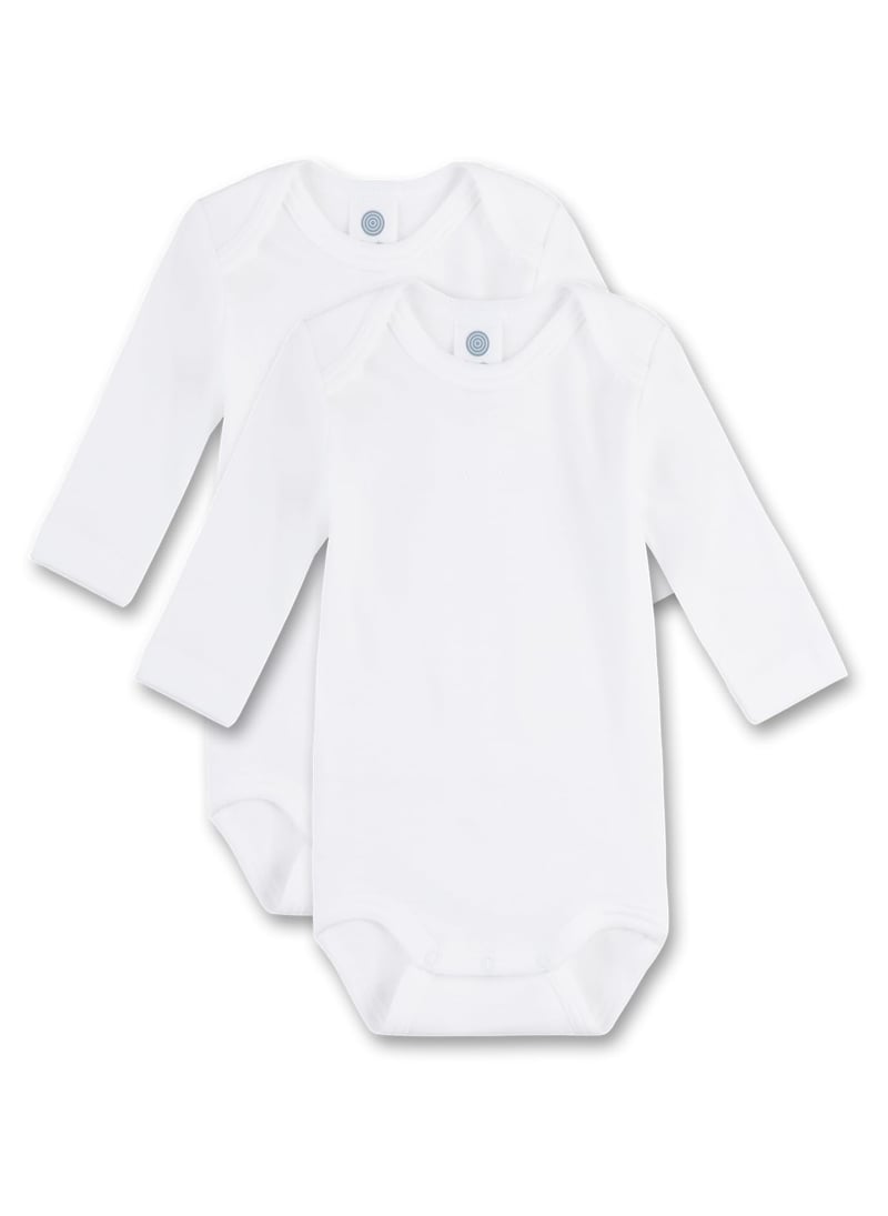 Set 2 Body-uri cu Mânecă Lungă pentru Bebeluși Sanetta, Alb – Set de Body-uri din Material Moale și Elastic pentru Nou-născuți și Bebeluși