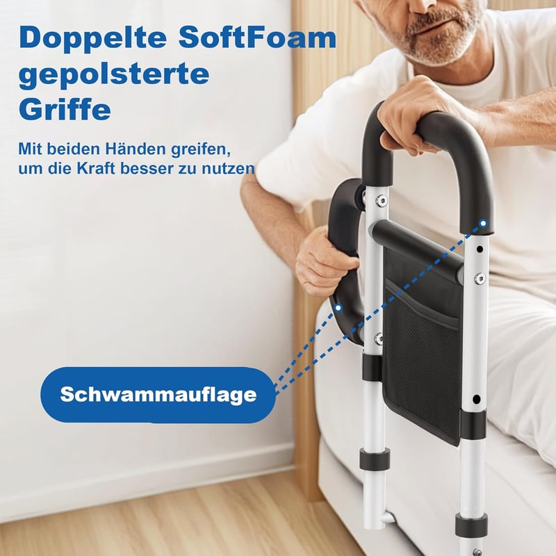 SANEWE Állókerettel Felkeléshez, Ágyhoz Rögzíthető Fogantyú, 160 kg Terhelhetőség, Állítható Magasság